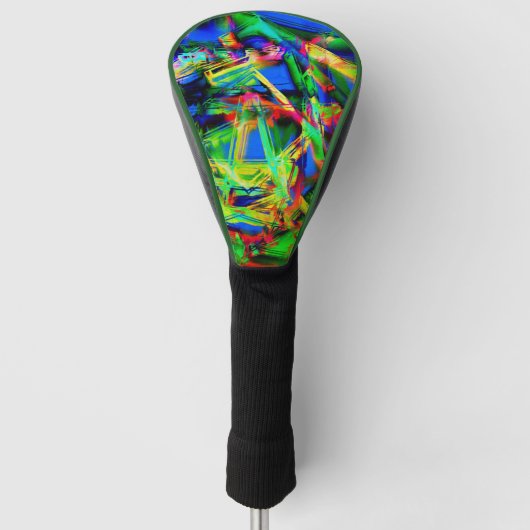 Gehakte gekleurde vierkanten, groene gekleurde pen golfheadcover (Voorkant)