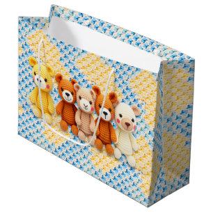 Gehakte Gevulde Dieren Blauw en Geel Groot Cadeauzakje