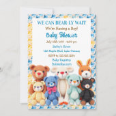 Gehakte Gevulde Dieren Jongens Baby Shower Kaart (Voorkant)