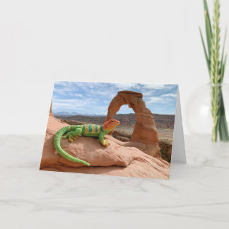 Gehakte halsbandhagedis bezoekt Arches National Pa Feestdagen Kaart