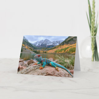 Gehakte halsbandhagedis bezoekt Maroon Bells Feestdagen Kaart