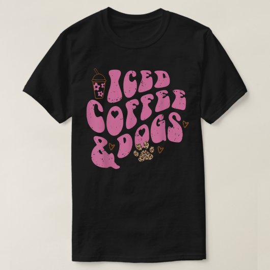 Gehakte koffie en honden retro leopard paw pet lov t-shirt (Design voorkant)