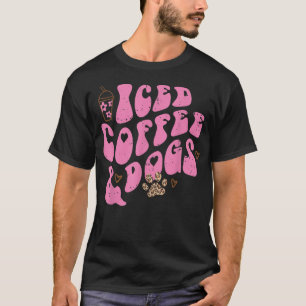 Gehakte koffie en honden retro leopard paw pet lov t-shirt