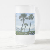 Gehakte palmbomen matglas bierpul (Voorkant rechts)