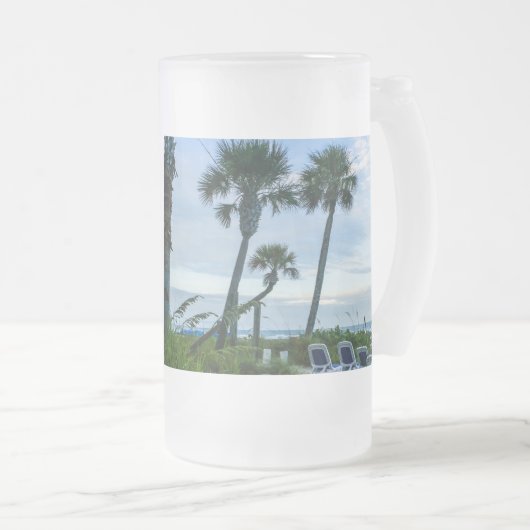 Gehakte palmbomen matglas bierpul (Voorkant rechts)