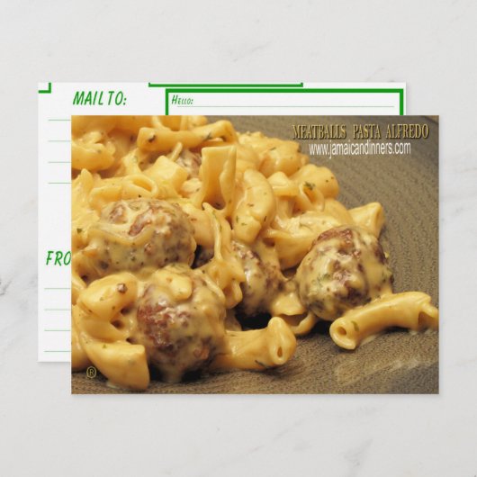Gehakte pasta Alfredo Briefkaart (Voorkant / Achterkant)