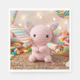 Gehakte Roze Axolotl Pastelkleurige Snoep Papieren Servet