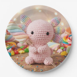 Gehakte Roze Axolotl Pastelkleurige Snoepjes  Papieren Bordje