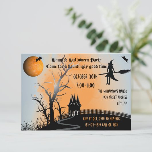 Gehakte scène - 3x5 Halloween Partij nodigt uit Kaart (Staand voorkant)