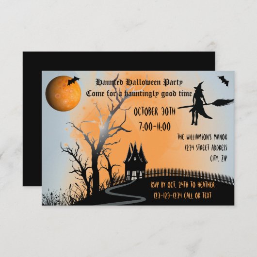 Gehakte scène - 3x5 Halloween Partij nodigt uit Kaart (Voorkant / Achterkant)