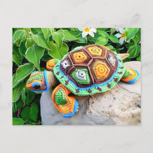 Gehakte Schildpad Gemaakt Van Kleurrijke Granny Sq Briefkaart