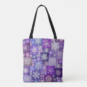Gehakte Sneeuwvlokken Paarse Digitale Patchwork Tote Bag (Achterkant)
