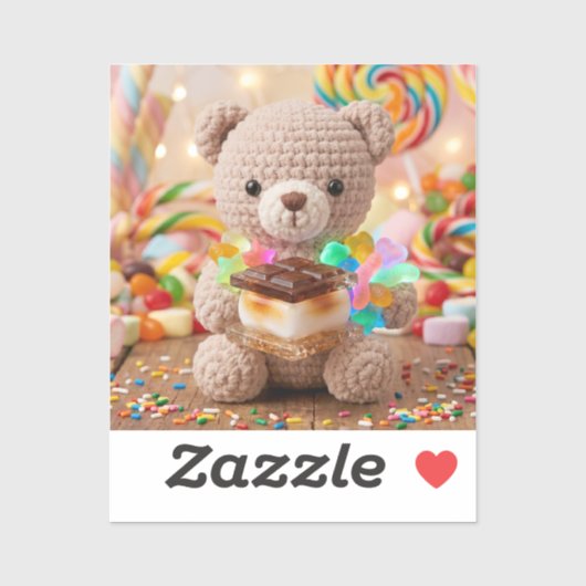 Gehakte teddybeer met S'more Candy Land Sticker (Vel)