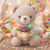 Gehakte teddybeer met S'more Candy Land Sticker (Voorkant)