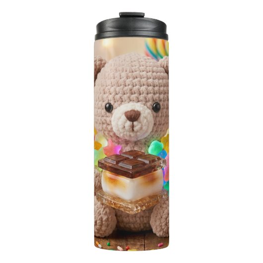 Gehakte teddybeer met S'more gepersonaliseerd Thermosbeker (Voorkant)