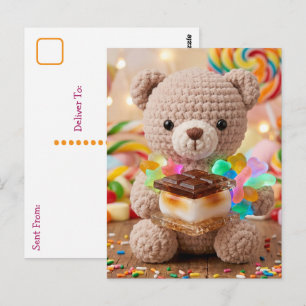Gehakte Teddybeer met S'more Hoi zeggen Briefkaart