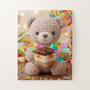 Gehakte teddybeer met S'more in een snoepland Legpuzzel