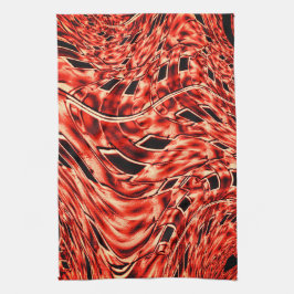 Gehakte vierkanten die in koraal aan rode kleur wo theedoek