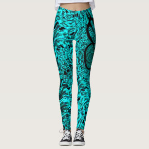 Gehakte vierkanten gespiegeld in cyaan afbeelding  leggings