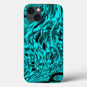 Gehakte vierkanten, gespiegeld in cyaan of blauwe Case-Mate iPhone case