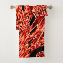 Gehakte vierkanten gespiegeld in koraal afbeelding bad handdoek