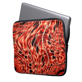 Gehakte vierkanten gespiegeld in koraal laptop sleeve