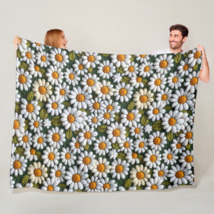 Gehakte Witte Madeliefjes Lente Wilde Bloemen Fleece Deken