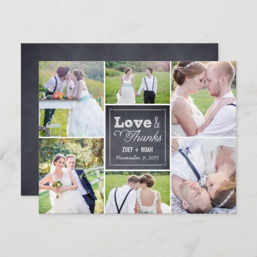 Gehalte collage bruiloft foto Hartelijk dank Bedankkaart (Voorkant / Achterkant)