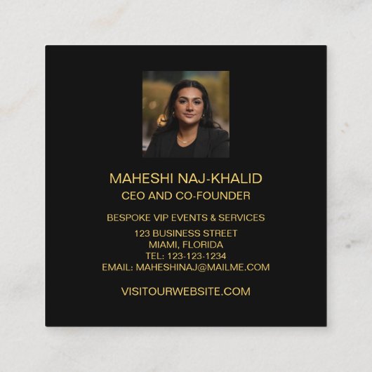 Gehamerd Goud Zwart Stijlvolle exclusieve foto Vierkante Visitekaartje (Achterkant)