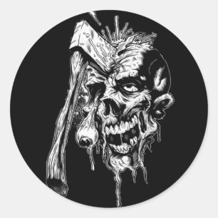 gehamerde schedel ronde sticker