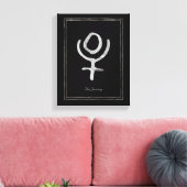 Gehammerd zilver gestileerd Pluto-planetsymbool Canvas Afdruk (Insitu (Woonkamer))