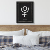 Gehammerd zilver gestileerd Pluto-planetsymbool Canvas Afdruk (Insitu (Slaapkamer))