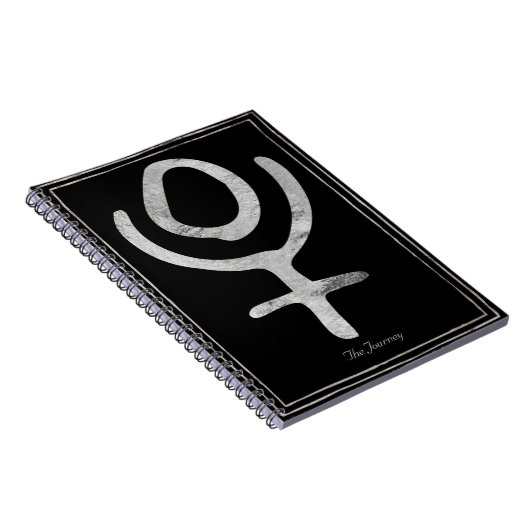 Gehammerd zilver gestileerd Pluto-planetsymbool Notitieboek (Rechterzijde)