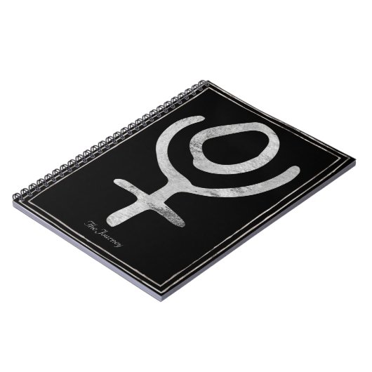 Gehammerd zilver gestileerd Pluto-planetsymbool Notitieboek (Linkerzijde)