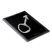 GeHammered zilver gestileerde planeet Mars-symbool Notitieboek (Rechterzijde)