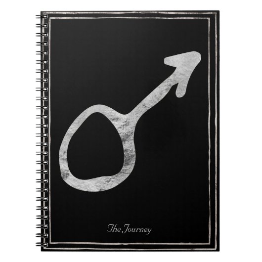 GeHammered zilver gestileerde planeet Mars-symbool Notitieboek (Voorkant)