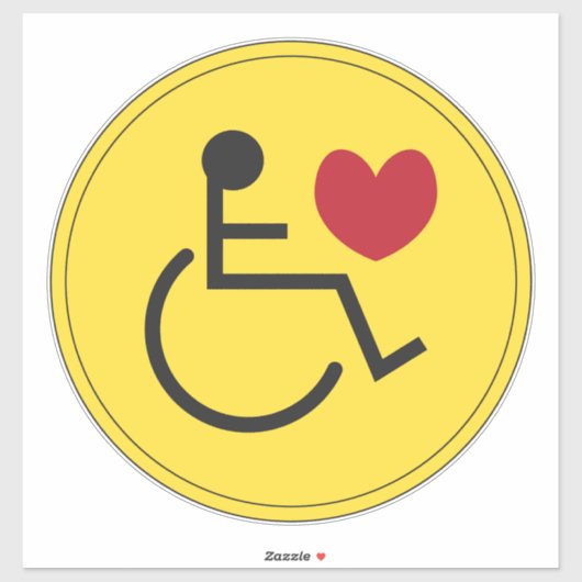 Gehandicapte auto Sticker liefde hart geel (Vel)