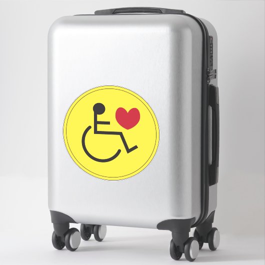 Gehandicapte auto Sticker liefde hart geel (Koffer)