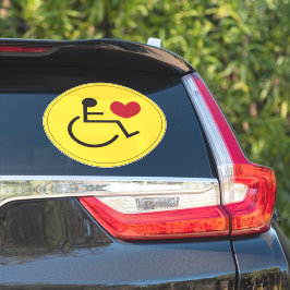 Gehandicapte auto Sticker liefde hart geel