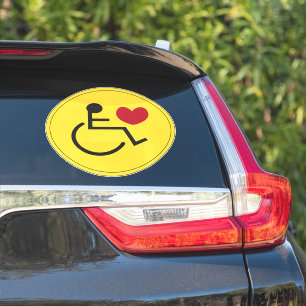 Gehandicapte auto Sticker liefde hart geel