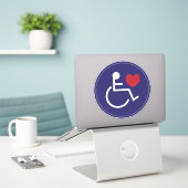 Gehandicapte auto Sticker Love Handicapped Blue (Laptop op bureau)
