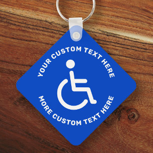 Gehandicapte gehandicapte symbooltekst blauw wit sleutelhanger