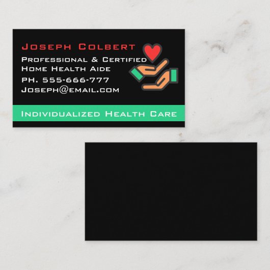 Gehandicapte Homecare Zorgverlener Zenuwhart Handh Visitekaartje (Voorkant / Achterkant)