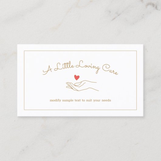 Gehandicapte Homecare Zorgverlener Zenuwhart Handh Visitekaartje (Voorkant)