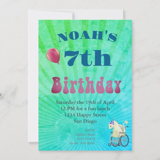 Gehandicapte Jongens Dragon Green Verjaardag Kaart (Achterkant)