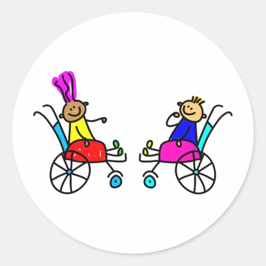 Gehandicapte Kinderen Ronde Sticker (Voorkant)
