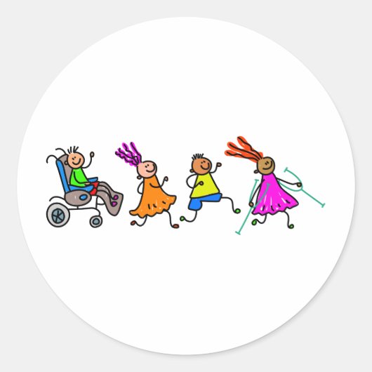 Gehandicapte Kinderen Ronde Sticker (Voorkant)