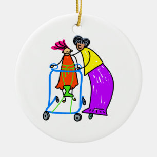 Gehandicapte meid keramisch ornament