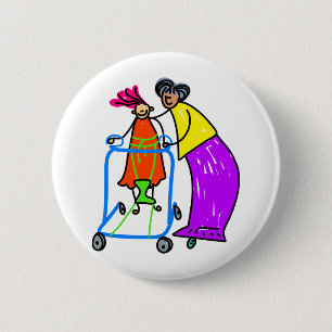 Gehandicapte meid ronde button 5,7 cm