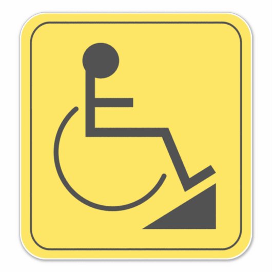 Gehandicapte Rolstoel Ramp Sticker Geel (Voorkant)